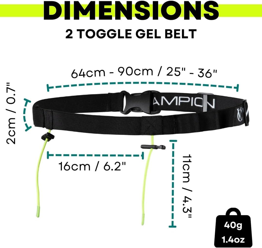 VeloChampion Lightweight Running Belt | Elasticated Fit with 6 Energy Gel Loops - No Pins Needed