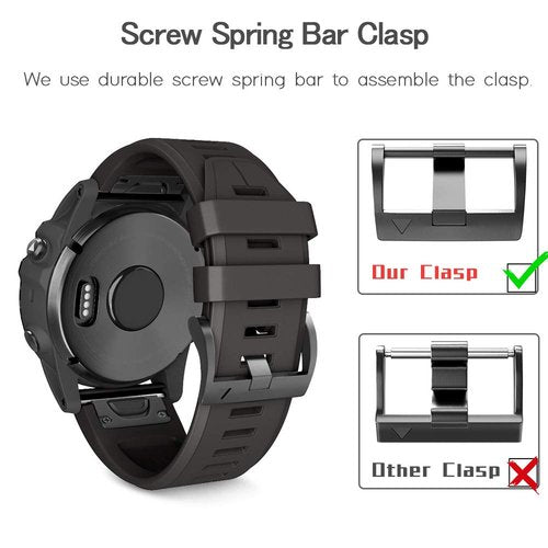 ANCOOL for Garmin Fenix 5X/7X/6X Watch Band Quickfit 26mm Watch Bands Compatible with Fenix 6X Pro/5X Plus/7X Pro/8 51mm(Black)