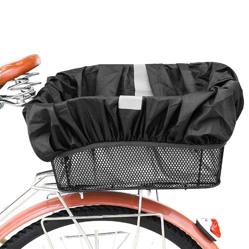 ANZOME Rear Bike Basket with Waterproof Rain Cover, Heavy Duty Wire Bicycle Cargo Rack for Commuting, School & Small Pets, Large Reflective Back Carrier Storage (Easy Install, 44lbs Capacity)