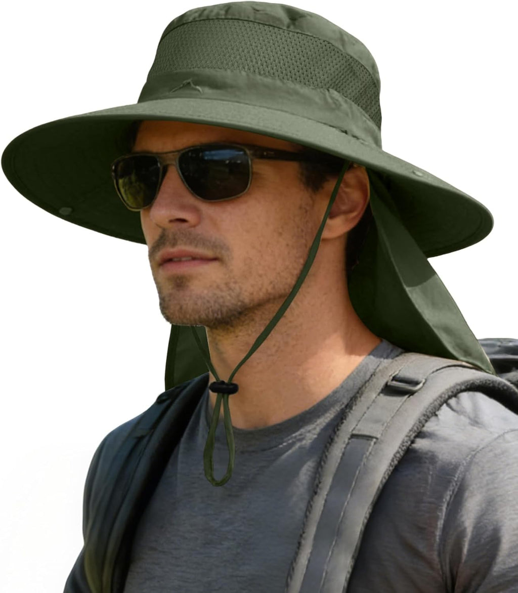 ZOORON Sun Hats - Waterproof Fishing Hat with Neck Flap | UPF 50+ Wide Brim for Hiking & Safari