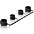 Spreader Bar Heavy Duty Stainless Steel Adjustable Bar with 4 pcs PU Cushioned Straps for Yoga, Pilates, Fitness Training, Home Gym Equipment and more. (Black+Black Magical Tape)