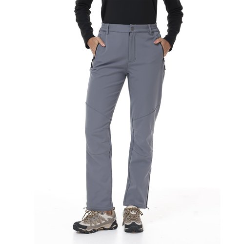 TIHEEN Women's Fleece Lined Waterproof Insulated Snow Ski Pants Winter Warm Hiking Pants Outdoor Softshell Gray XL