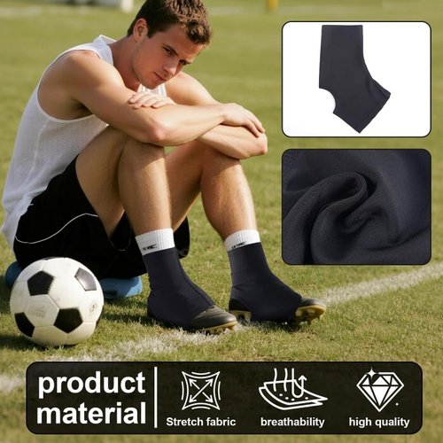 SEX POINT Spats Football Cleat Covers, Cleat Covers Football, Football Cleat Covers Youth for Soccer Baseball Kids Teenagers Adults, Cleat Spats Keeps Cleats Tied Turf Pellets Out (Black, Large)