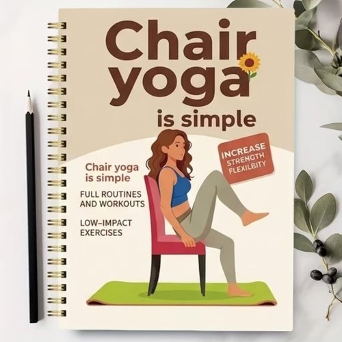 30-Day Chair Yoga Guide by Regine Switzerland - 60 Workouts for Weight Loss & Flexibility | Spiral Bound, 5.5x8.3 Inch, Beige