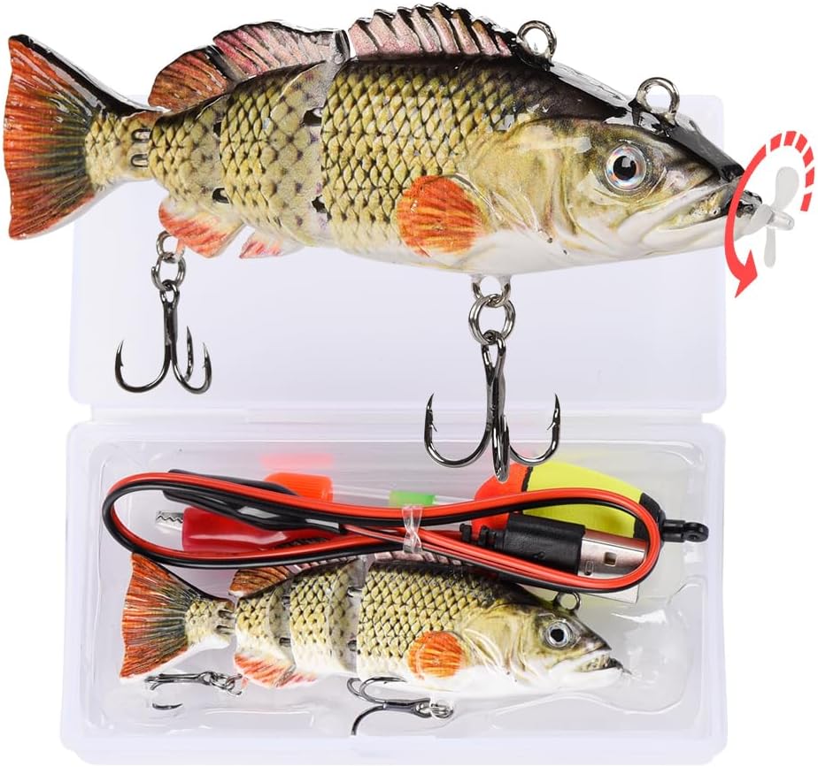 Skiennix Robotic Fishing Lures - USB Rechargeable LED Wobbler | 5.12" Multi-Jointed Swimbaits