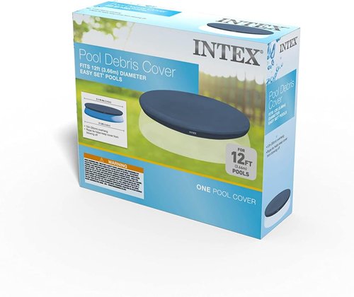 INTEX 28022E Pool Cover - Durable Fit for 12ft Round Easy Set Pools | Includes Drain Holes & Rope Tie