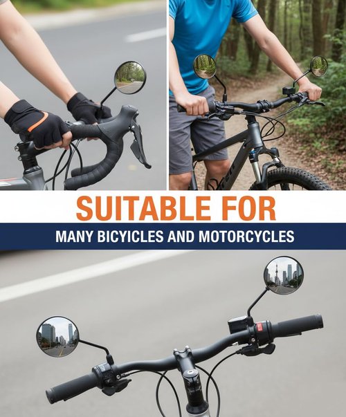2 Pcs Bike Mirrors HD Glass Adjustable Rotatable Handlebars Bicycle Mirrors Scratch Resistant Convex Mirror for Mountain Road Bikes Easy to Install