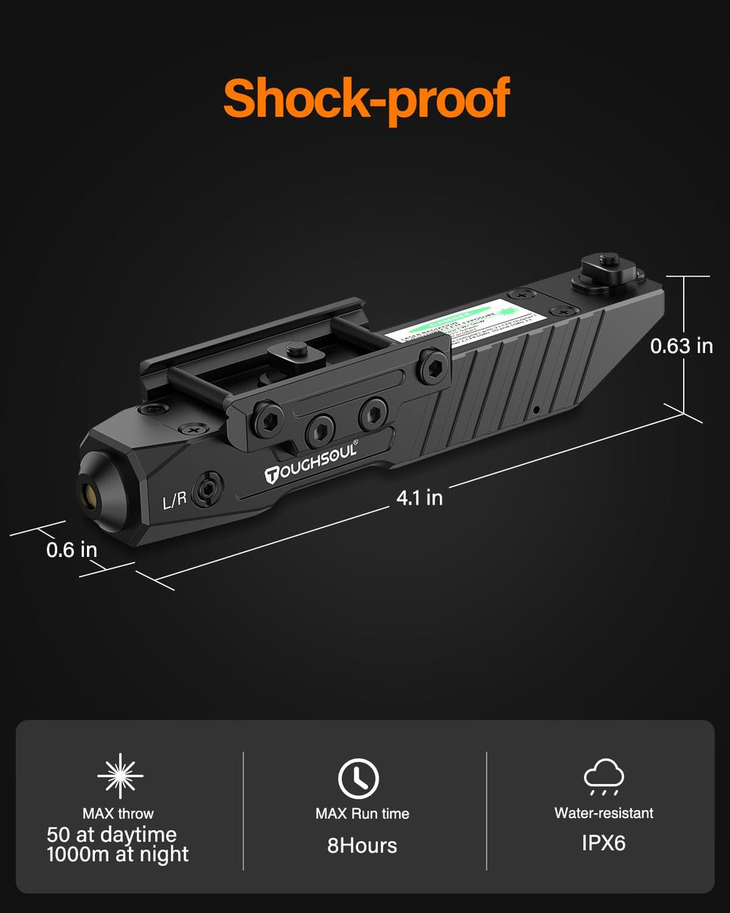 TOUGHSOUL Tactical Rifle Laser Sight - Rechargeable Low-Profile Design with Strobe Function | M-Lok/Picatinny Compatibility