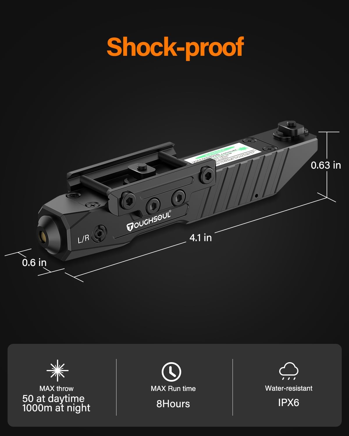TOUGHSOUL Tactical Rifle Laser Sight - Rechargeable Low-Profile Design with Strobe Function | M-Lok/Picatinny Compatibility