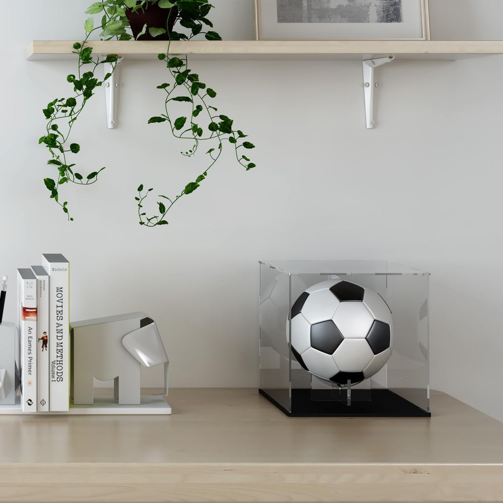 Skiennix Football Display Case - Acrylic Box with Riser Stand for Full-Size Footballs & More
