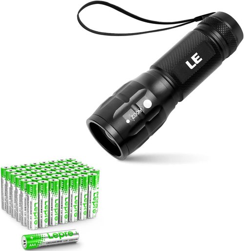 Lighting EVER LED Flashlight - Bright & Durable | Pack of 48 AAA Batteries Included