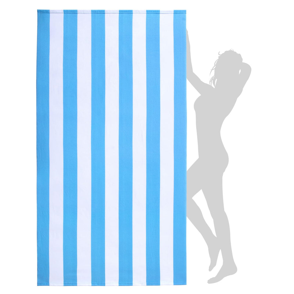 WILFA Extra Large Beach Towel - Oversized Mircofiber Beach Towel 40'' x 70'', XL Striped Lightweight Pool Towel, Big Cabana Swim Travel Towel for Adults Mens Women,Blue