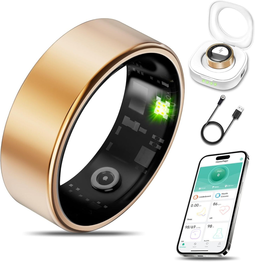 Skiennix Smart Health Ring - Fitness Tracker for Men & Women | Yellow, Size 10