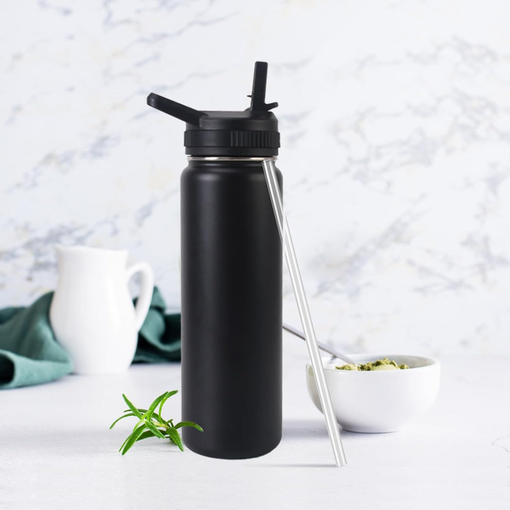 ThermoFlask Straw Lid - Compatible With 18OZ/24OZ/32OZ/40OZ/64OZ Water Bottles | Includes 2 Straws & Brush