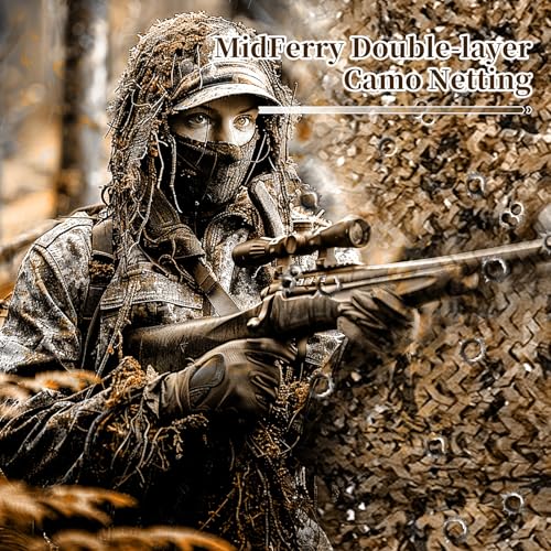 MidFerry Desert Camouflage Netting 20ft x 20ft Bulk Roll for Hunting & Decor