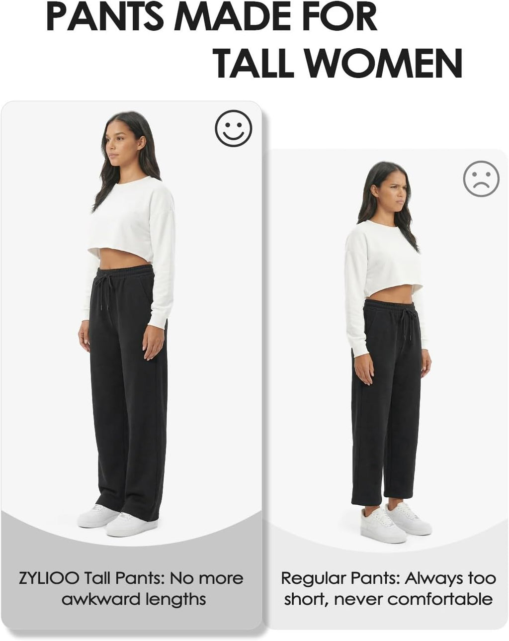Zylioo Wide Leg Sweatpants for Tall Women - High Waist Casual Lounge Pants with Pockets | 32"/34" Inseam
