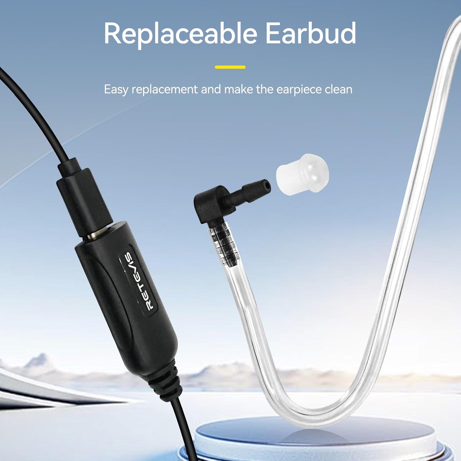 Retevis Walkie Talkie Earpiece - AI Active Noise Reduction, Rechargeable, 2 Pack | Compatible with RT22, RT21, H777H