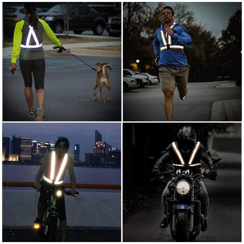 SAWNZC Reflective Vest Running Gear, 2Pack High Visible Safety VES for Cycling Jogging Running Walking, Adjustable for Men Women Kids