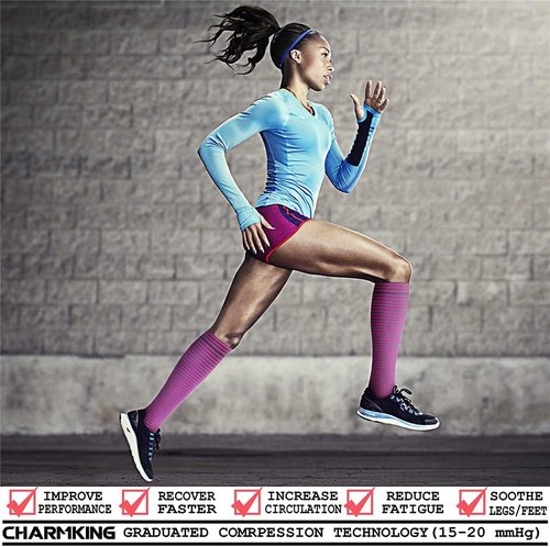 CHARMKING Compression Socks - 6 Pairs for Men & Women | Best Circulation Support for Nurses & Athletes