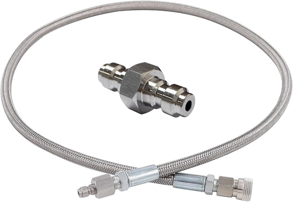 Skiennix Paintball Airsoft Fill Whip Hose - 36-Inch 4500psi Stainless Steel Charging System with 8MM Quick-Disconnect Adapter