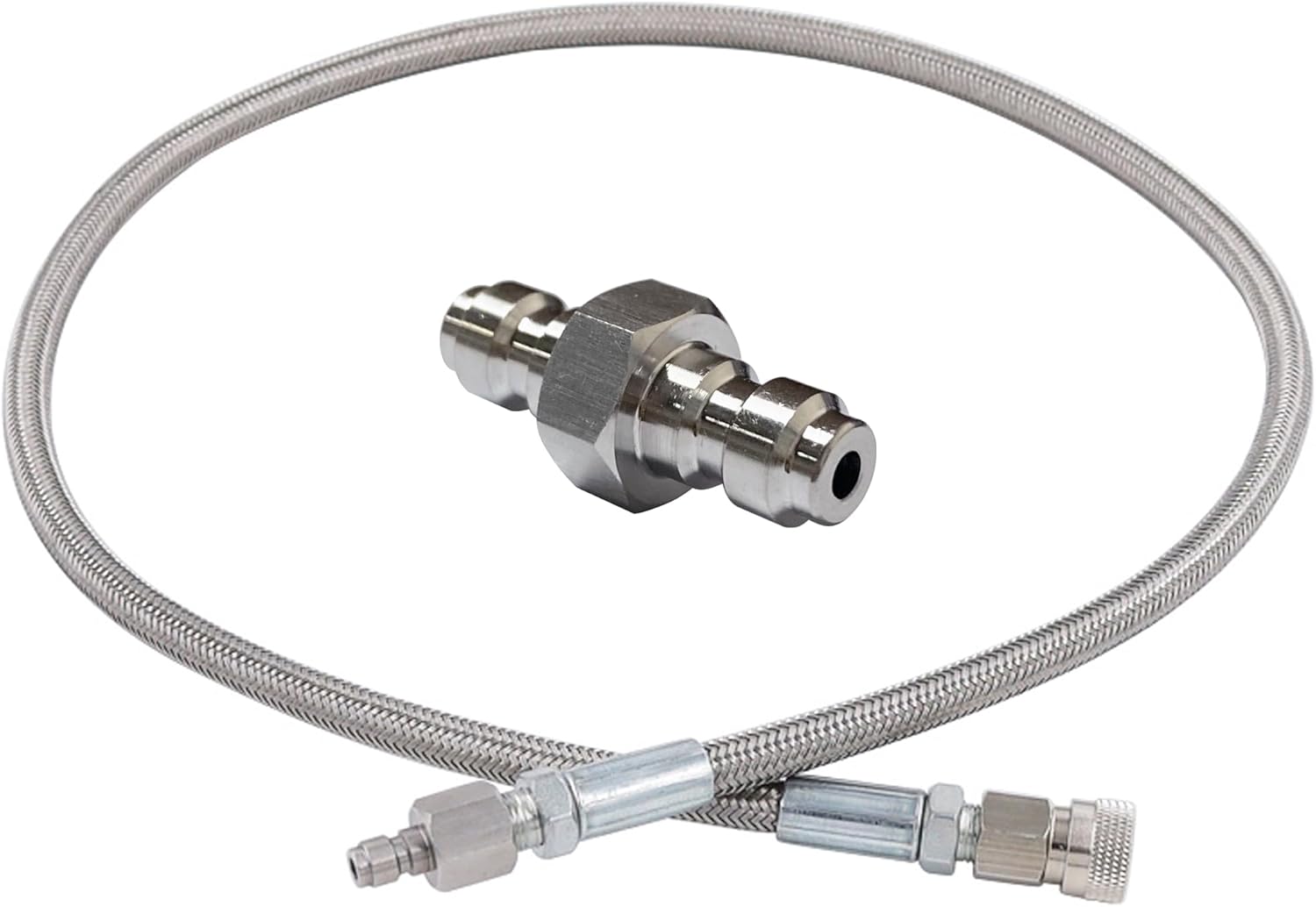 Skiennix Paintball Airsoft Fill Whip Hose - 36-Inch 4500psi Stainless Steel Charging System with 8MM Quick-Disconnect Adapter
