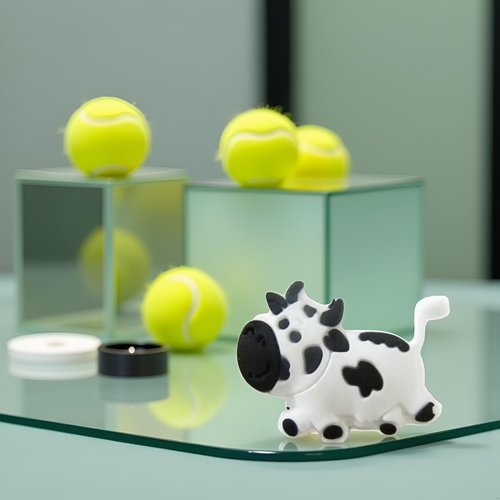 White Cow Cute Animal Shapes Tennis Racket Vibration Dampener Soft Silicon Racket Dampener Cartoon Shape Tennis Racquet Shock Absorbers Tennis Racket for Racquetball