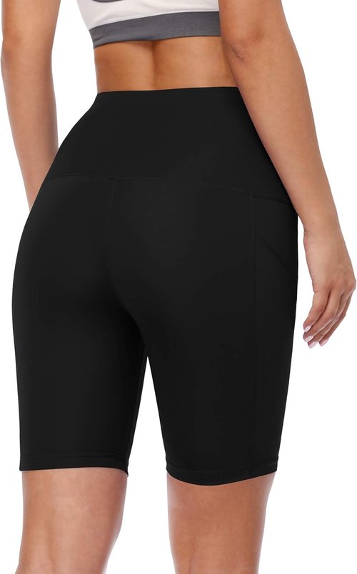 CADMUS Women's High Waist Yoga Shorts - Spandex Comfort with Two Side Pockets | Perfect for Biking & Running