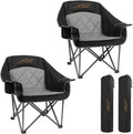 Fair Wind Oversized Padded Camping Chair - Heavy Duty Quad Fold Arm Chair, Supports 500LBS, Black | 2 Pack