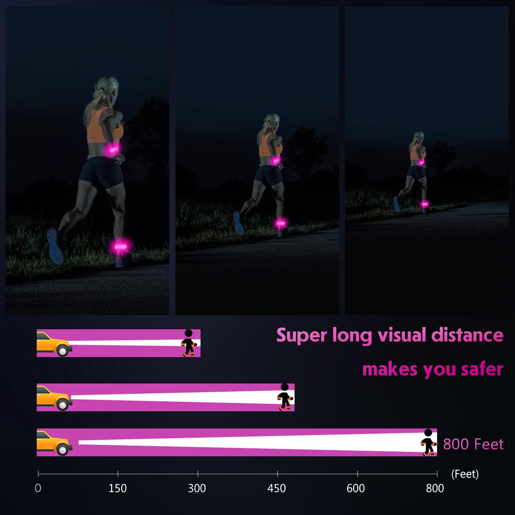 Simket Reflective LED Armband Rechargeable for Running(2 Pack), Running Lights for Runners, Running Lights, High Visibility Reflective Running Gear Adjustable Light Up Arm Bands for Men Women Kids