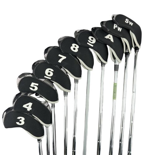 Mykepoda 10pcs/Set Premium Thick Neoprene Golf Iron Club Head Covers with Transparent Window One-Side Number Print RH Golf Iron Cover #3-9,A,Pw,Sw