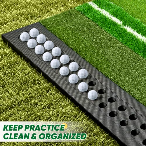 Golf Hitting Mat 3'11 x 5'2 Inch 26-45mm Thick with 3 Turf Zones & Ball Tray - Indoor & Outdoor Practice