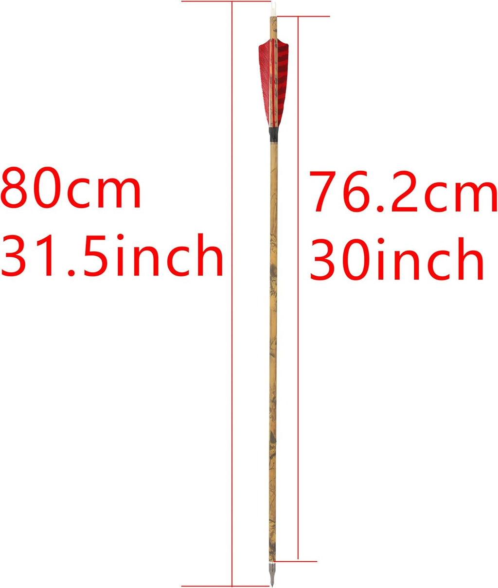 ZSHJGJR 30” Carbon Hunting Arrows - 4” Turkey Feather Tips for Compound & Recurve Bows | 6 or 12 Pack