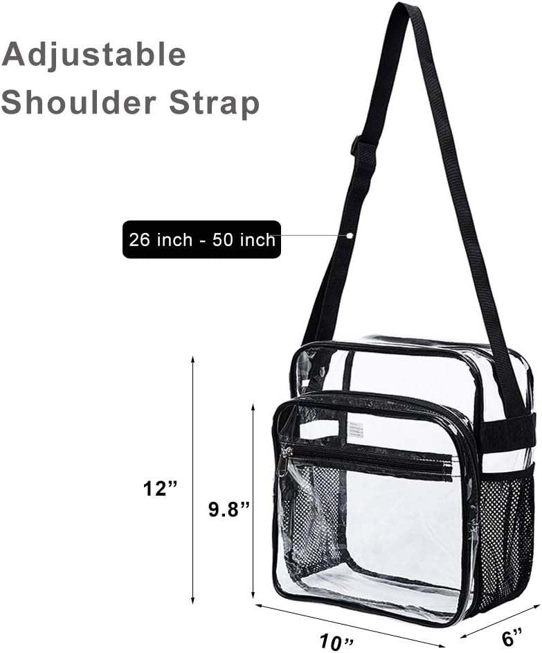 Skiennix Clear Bag - Stadium Approved Crossbody Messenger Shoulder Bag with Adjustable Strap | Perfect for Concerts & Sports Events