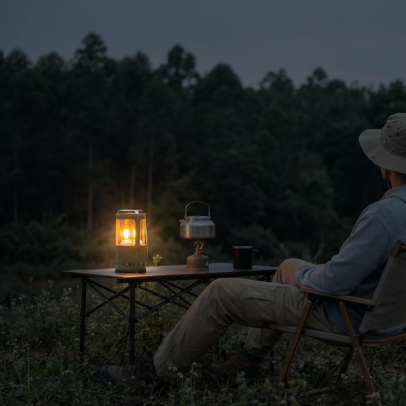 Camping Candle Lantern with Heat Shield for Real Candles - Lightweight Aluminum