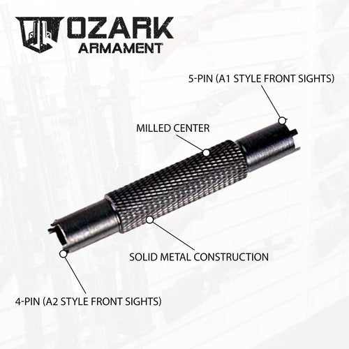 Ozark Armament Flip Up Battle Sights and Front Sight Adjustment Tool Bundle - Heavy Duty Battle Sights with All Metal Construction