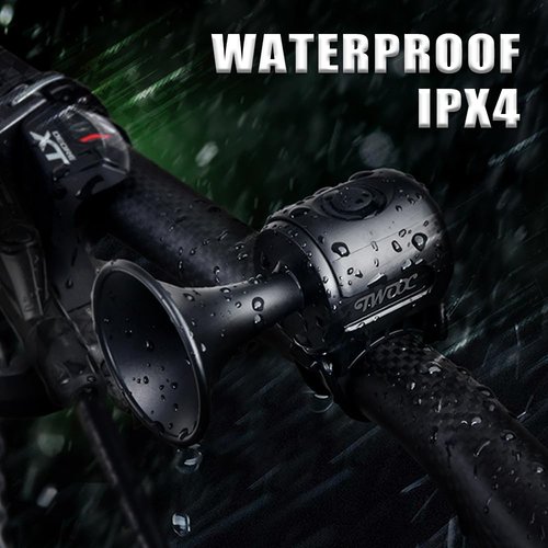 LESOVI Electric Bike Horn, 120dB Electronic Bicycle Bell with 300mAh Battery Operated/IPX4 Waterproof, Loud Bike Bell for Adults/Kids (Black, EH-2)