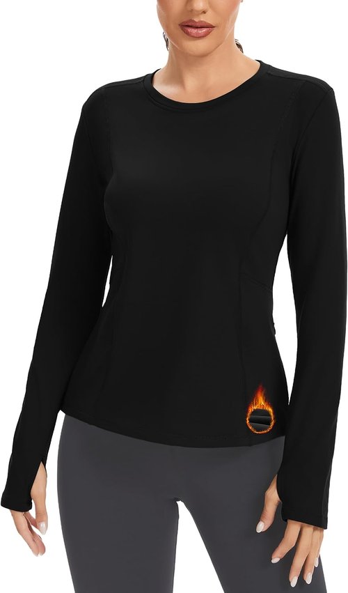 MathCat Thermal Shirts - Women's Fleece Lined Long Sleeve Base Layer for Winter Running Gear