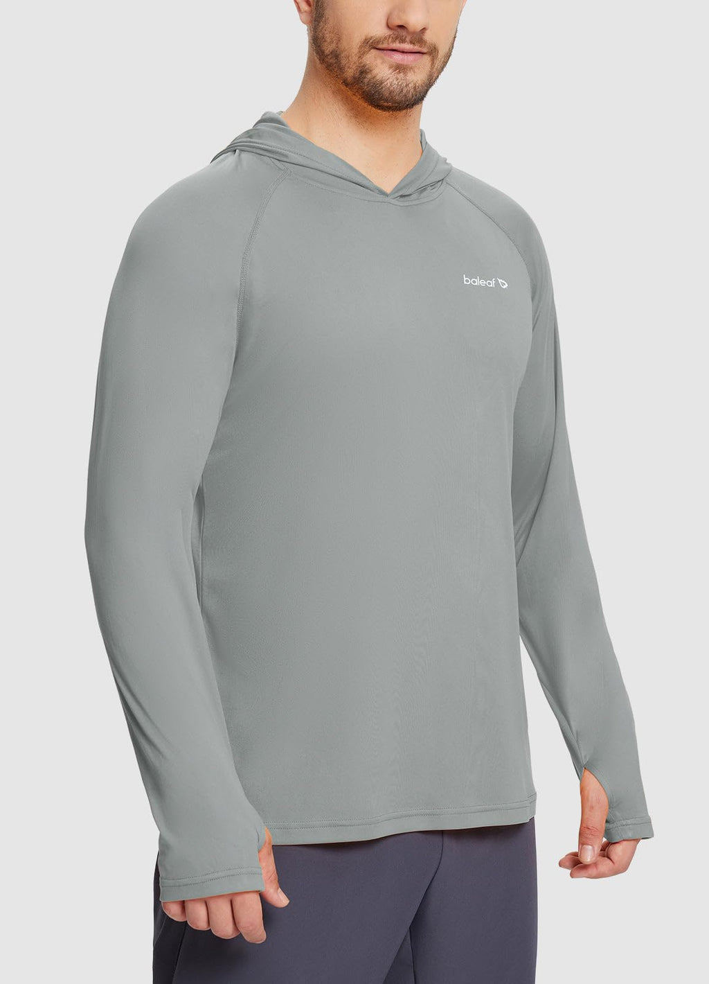 baleaf Men's Sun Protection Hoodie Shirt UPF 50+ Long Sleeve UV SPF T-Shirts Rash Guard Fishing Swimming Lightweight Gray L