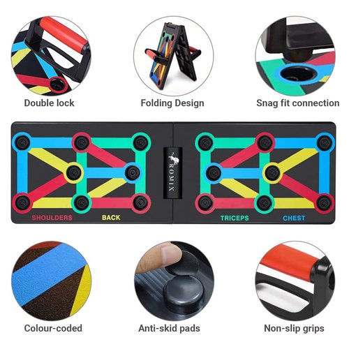 ROMIX Push Up Board for Men, Foldable Push Up Board, Multifunctional Pushup Stand, Muscle Board Rack Professional Strength Training Equipment for Man and Women at Home Gym Chest/Back/Abs Training