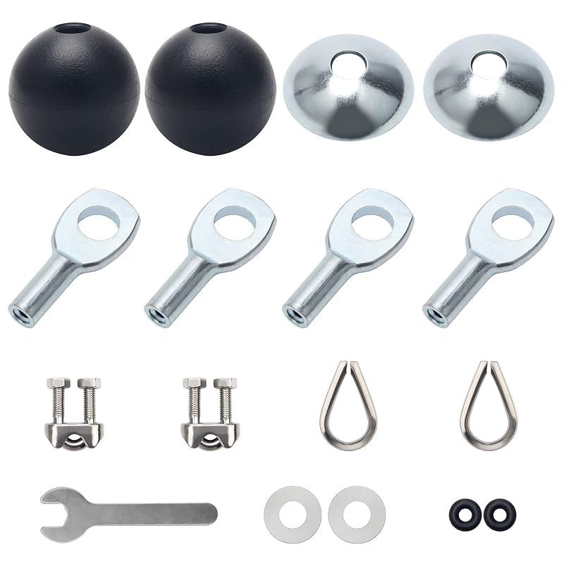 17Pcs Cable Attachments for Gym – 5mm Rope Pulley Replacement Kit with Gravity Balls & Terminals