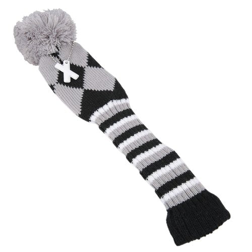 Knit Pom Pom Golf Club Hybrid Head Cover Utility Cover UT Cover (Grey)
