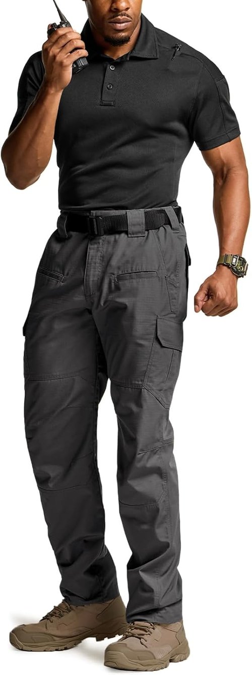 CQR Men's Tactical Pants - Lightweight Water Resistant Ripstop Cargo for Hiking & Work | Outdoor Apparel
