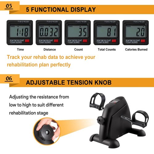 GOREDI Under Desk Bike Pedal Exerciser, Portable Mini Exercise Bike with LCD Display for Home/Office, Desk Cycle for Leg/Arm with Handle, Leg Exerciser While Sitting for Seniors 20261322(Black)