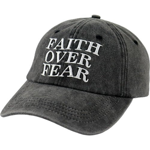 Faith Over Fear Hats for Men Women, Embroidered Adjustable Cotton Christian Jesus Religious Baseball Cap
