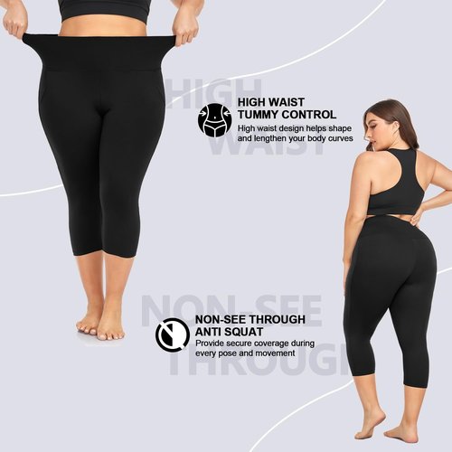 FULLSOFT Plus Size Capri Leggings - High Waist Tummy Control | Stretchy Yoga Pants XL-4XL