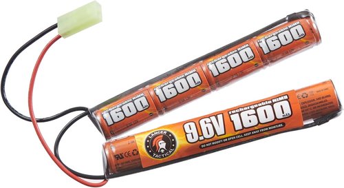 Lancer Tactical Airsoft Battery - 9.6V 1600 mAh Nunchuck for AEG Airsoft Guns