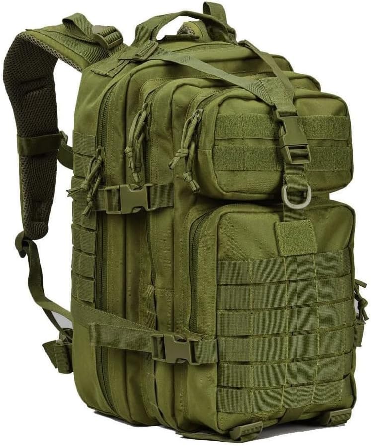 REEBOW GEAR Military Tactical Backpack - Large 34L Army 3-Day Assault Pack | Molle Design in Army Green