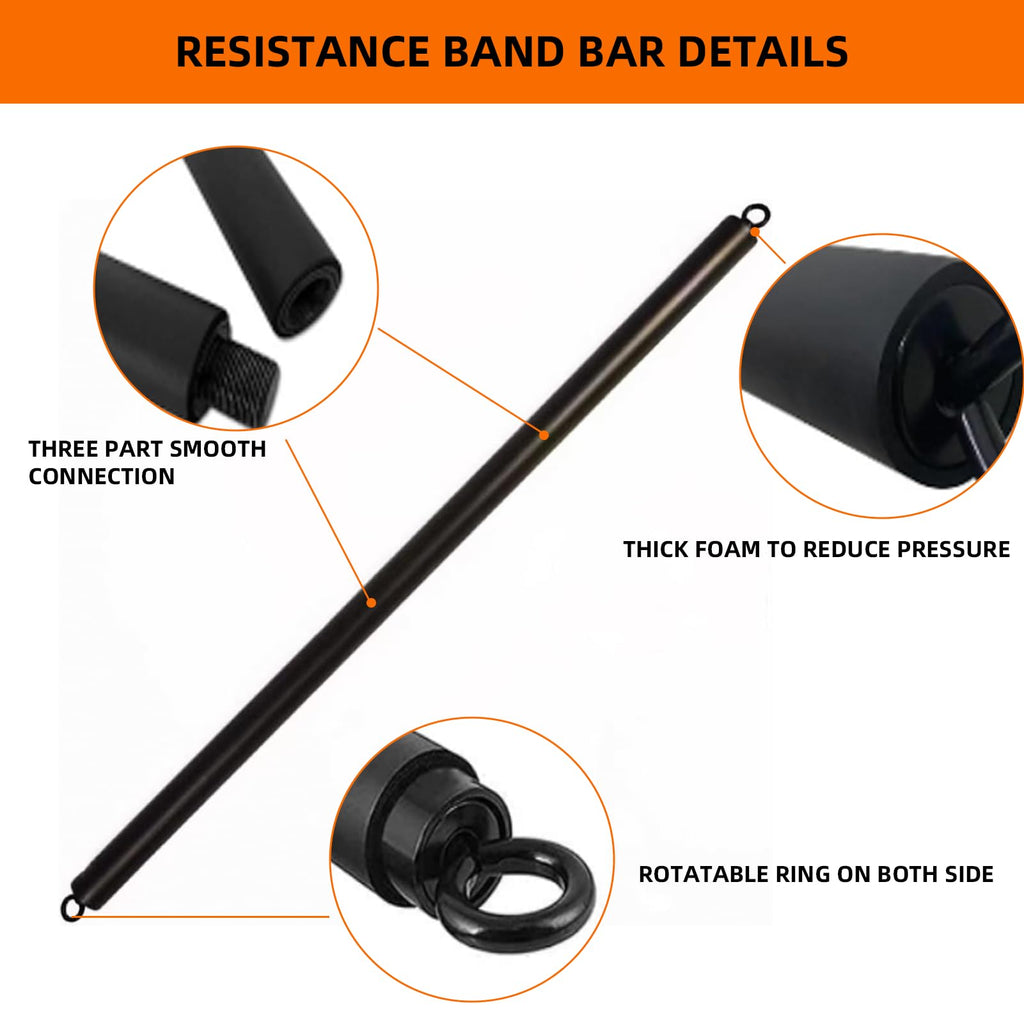 Tuyzhrymlic Resistance Band Bar Adjustable Three Part for Full Body Workout, Pilates Portable Lifting Fitness Bar for Core Muscle Lower Body Strength Exercise Training