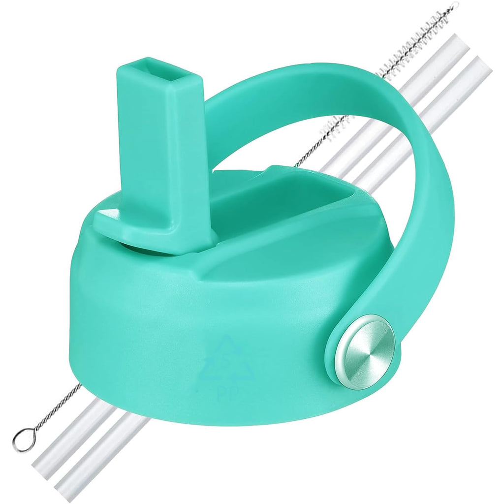 LLCJYYCY Lids with Straw for Hydroflask Wide Mouth 20 32 40 oz, Flex Straw Lid Fit for Hydro Flask Sports Water Bottles, Flexible Handle Replacement Lid Straws Cap Top Accessories (Green)