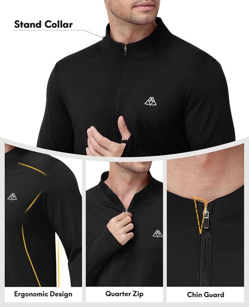 Haimont Men's Lightweight Quarter Zip Pullover - UPF50+ Sun Protection Long Sleeve Hiking Shirt